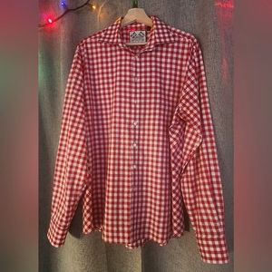 Thomas Pink slim fit red and white Gingham collection shirt -like new.